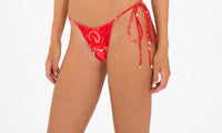 Thumbnail for Tie Around Ruched Bottom Red Swirl