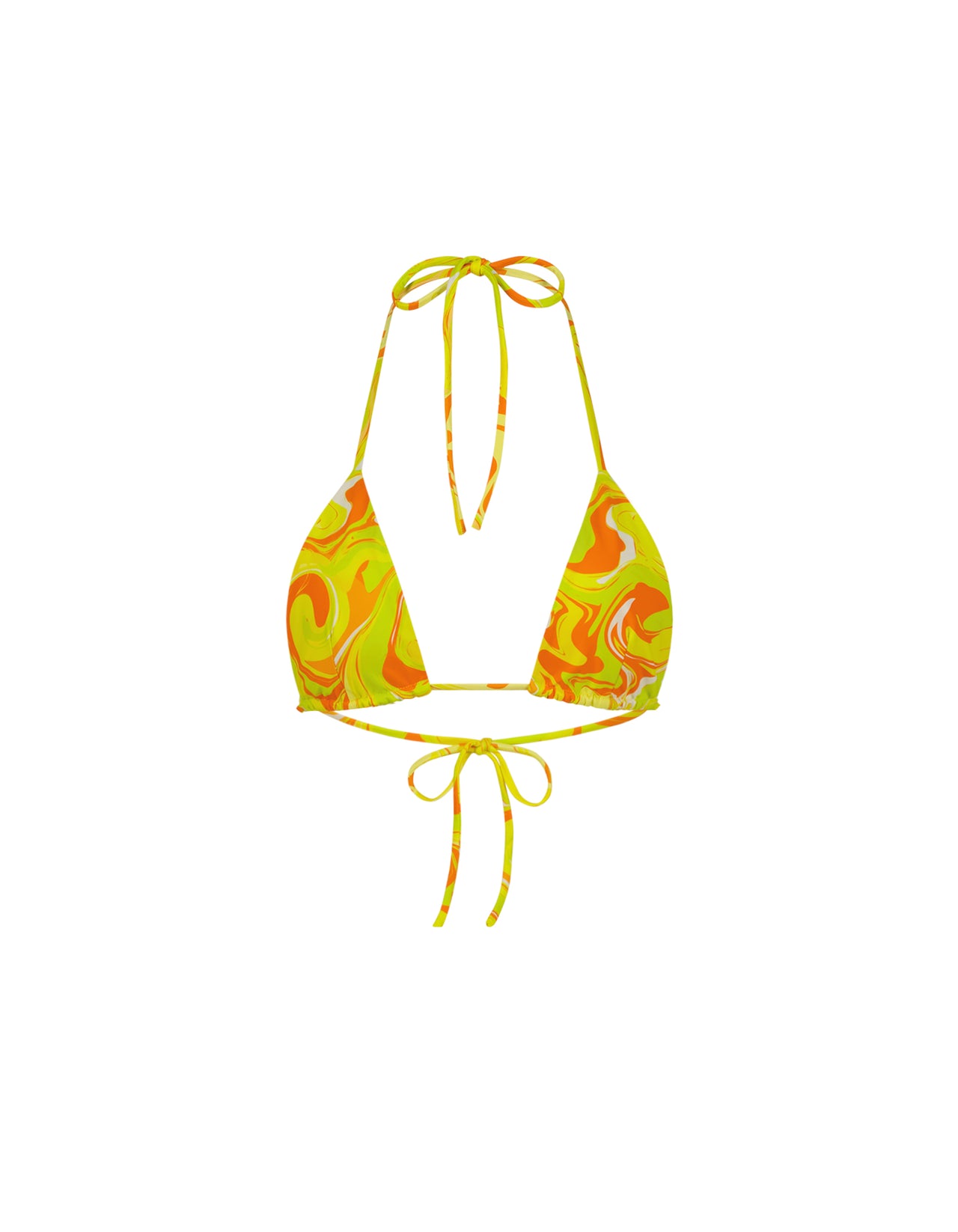 Halter Neck Top with Tie Back Yellow Swirl