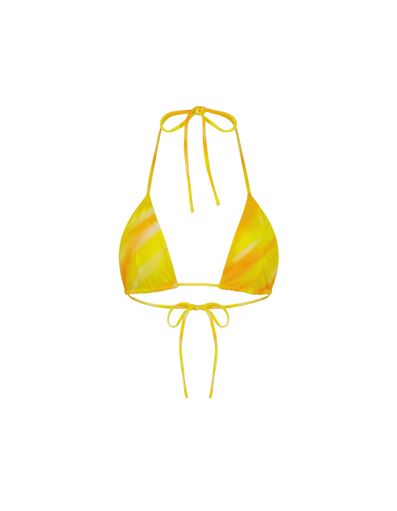 Halter Neck Top With Tie Back Yellow Stripe