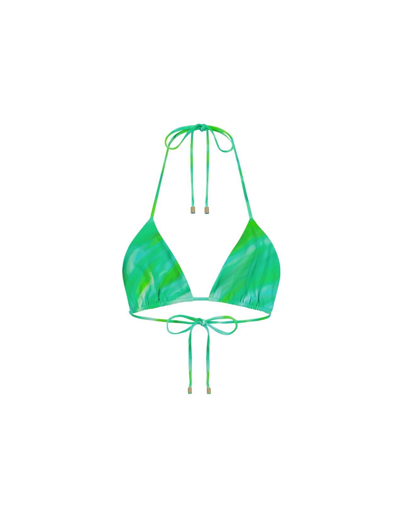 Halter Neck Tie Back Ruched Top Green Stripe