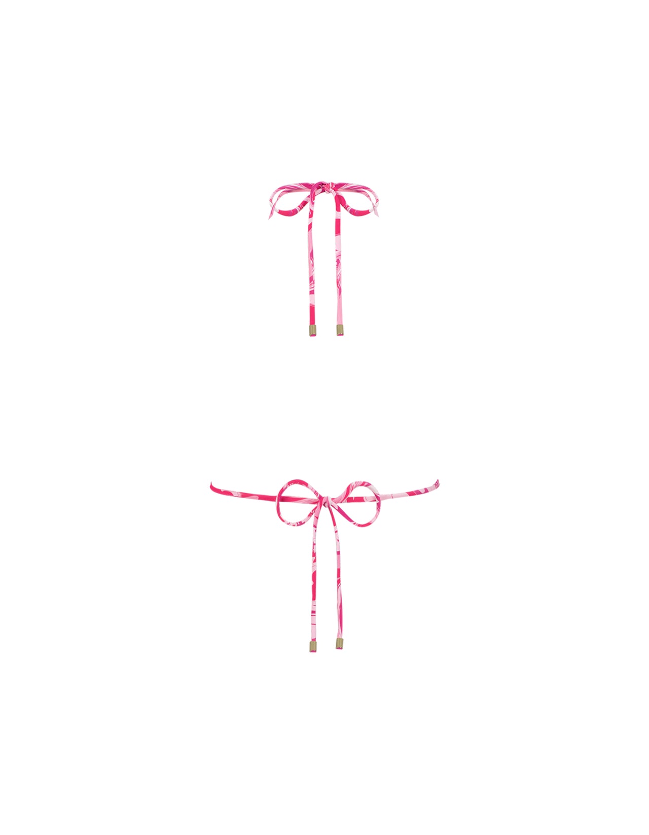 Halter Neck Tie Back Ruched Top Pink Swirl