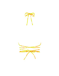 Thumbnail for Strappy Ruched Top Yellow Swirl