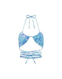 Thumbnail for Strappy Ruched Top Blue Swirl