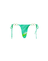 Thumbnail for Tie Side Ruched Bottom With Rings Green Stripe