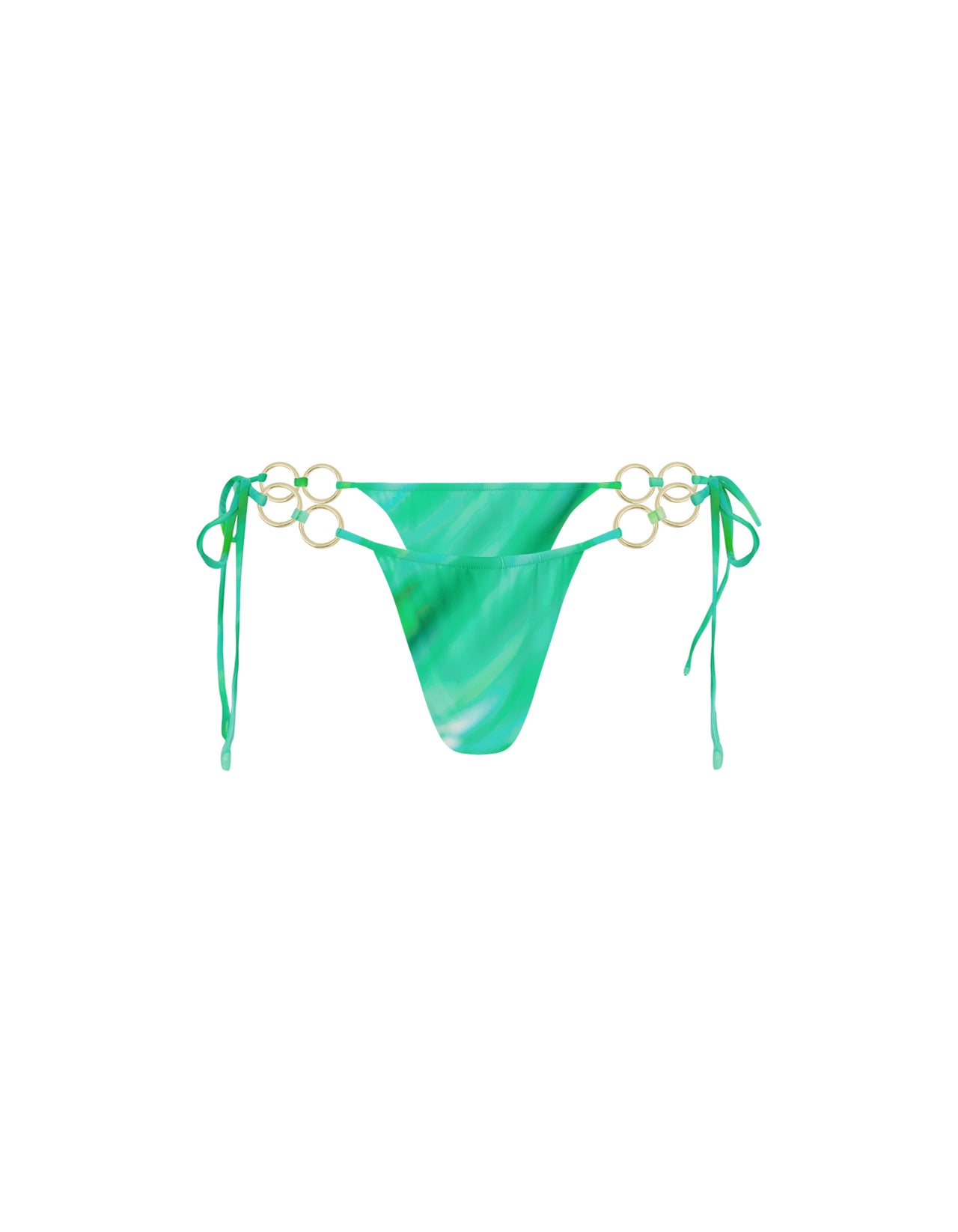 Tie Side Ruched Bottom With Rings Green Stripe