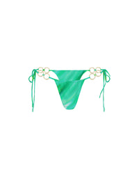 Thumbnail for Tie Side Ruched Bottom With Rings Green Stripe