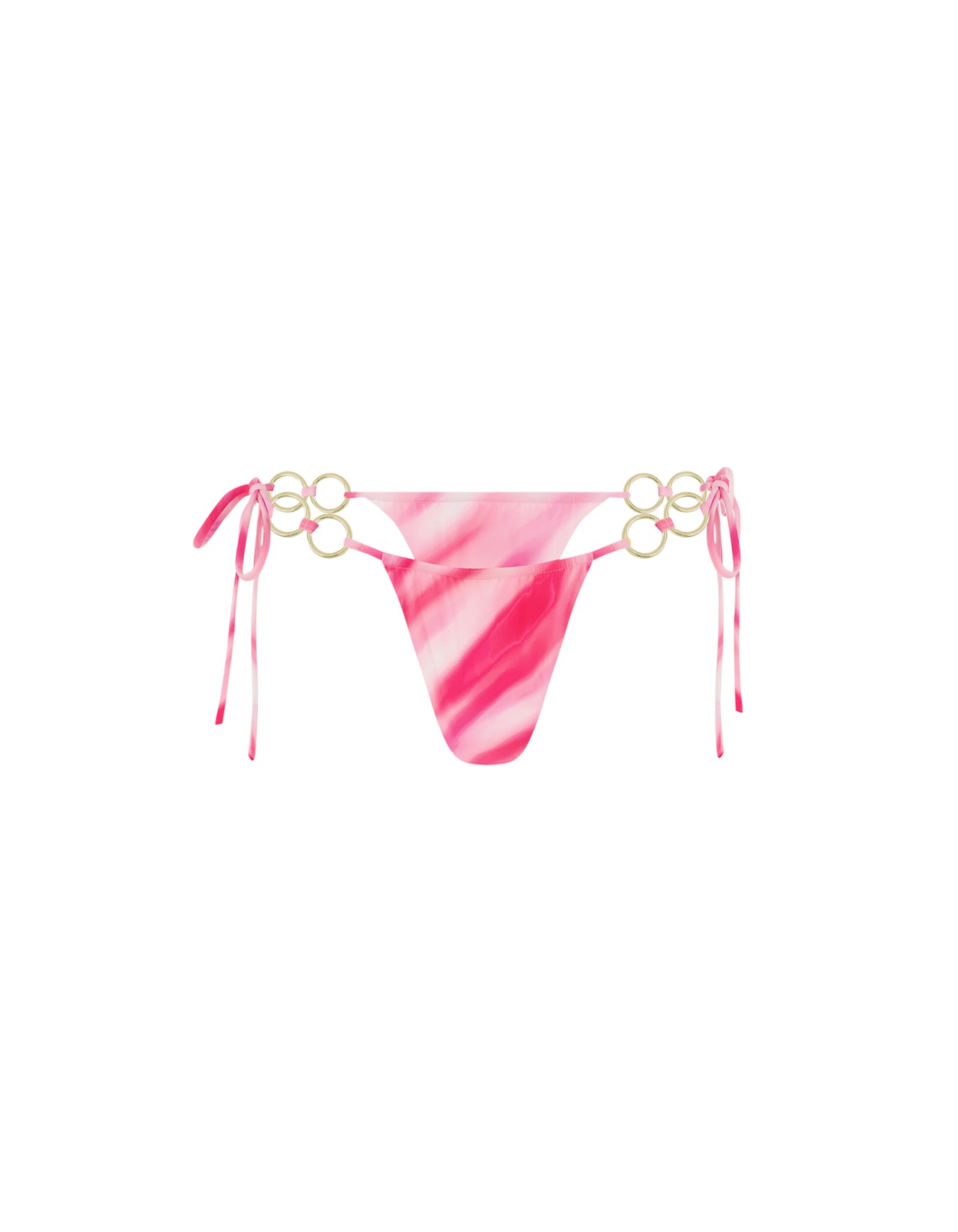 Tie Side Ruched Bottom With Rings Pink Stripe