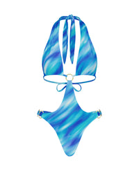 Thumbnail for Tie Back One Piece With Ring Blue Stripe